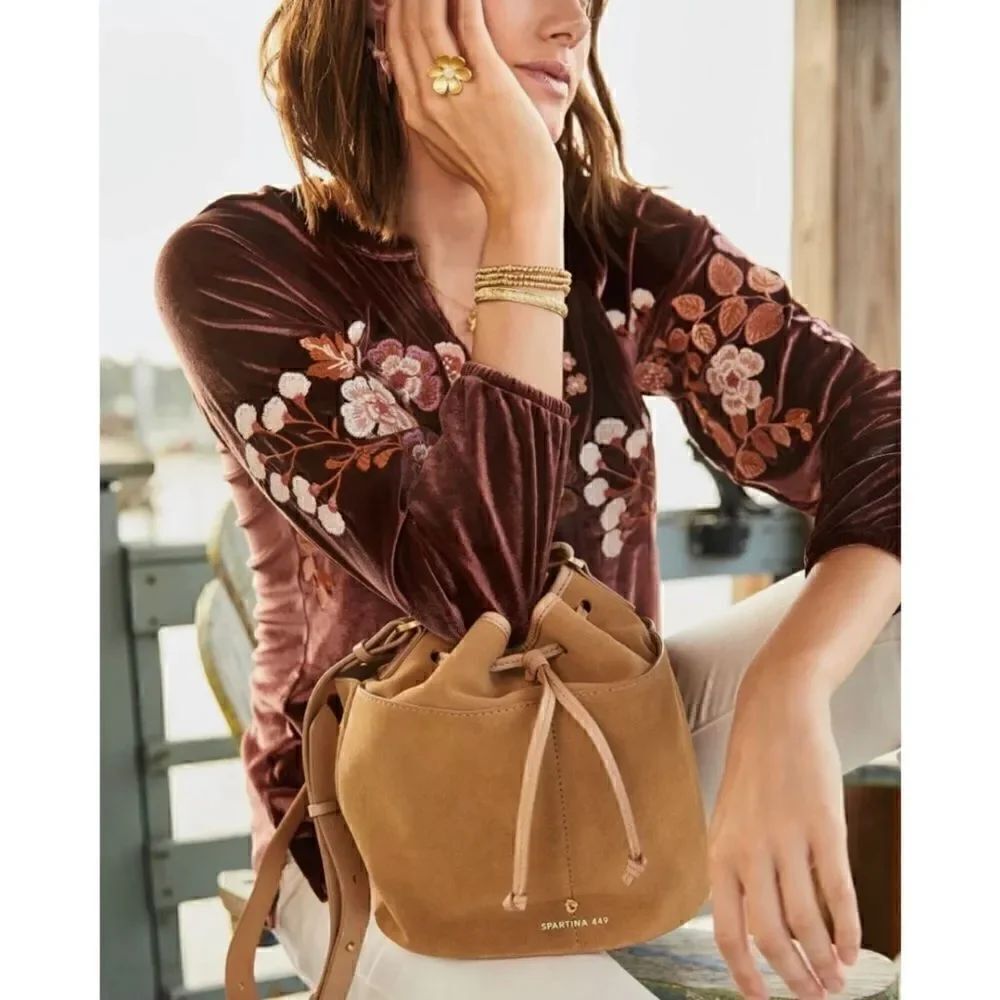 Spartina 449 Genevieve Embroidered Velvet Top - Lucas Theater Embroidery Size S